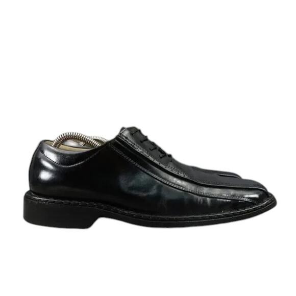 Stacy Adams Shoes Mens 7.5 Oxford Square Bicycle Toe Leather Retro Classic Black - Picture 2 of 16